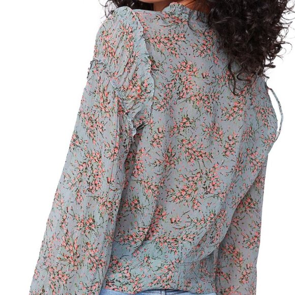 PAIGE Tulia Ruffle Tie Front Silk Blouse